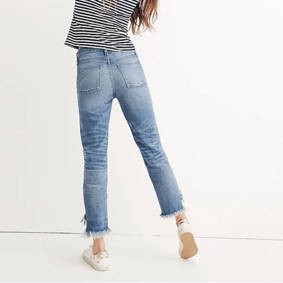 Rivet & Thread Retro Blue Straight Leg Button Fly Fringe Hem Jeans Women’s 28 - Picture 2 of 14